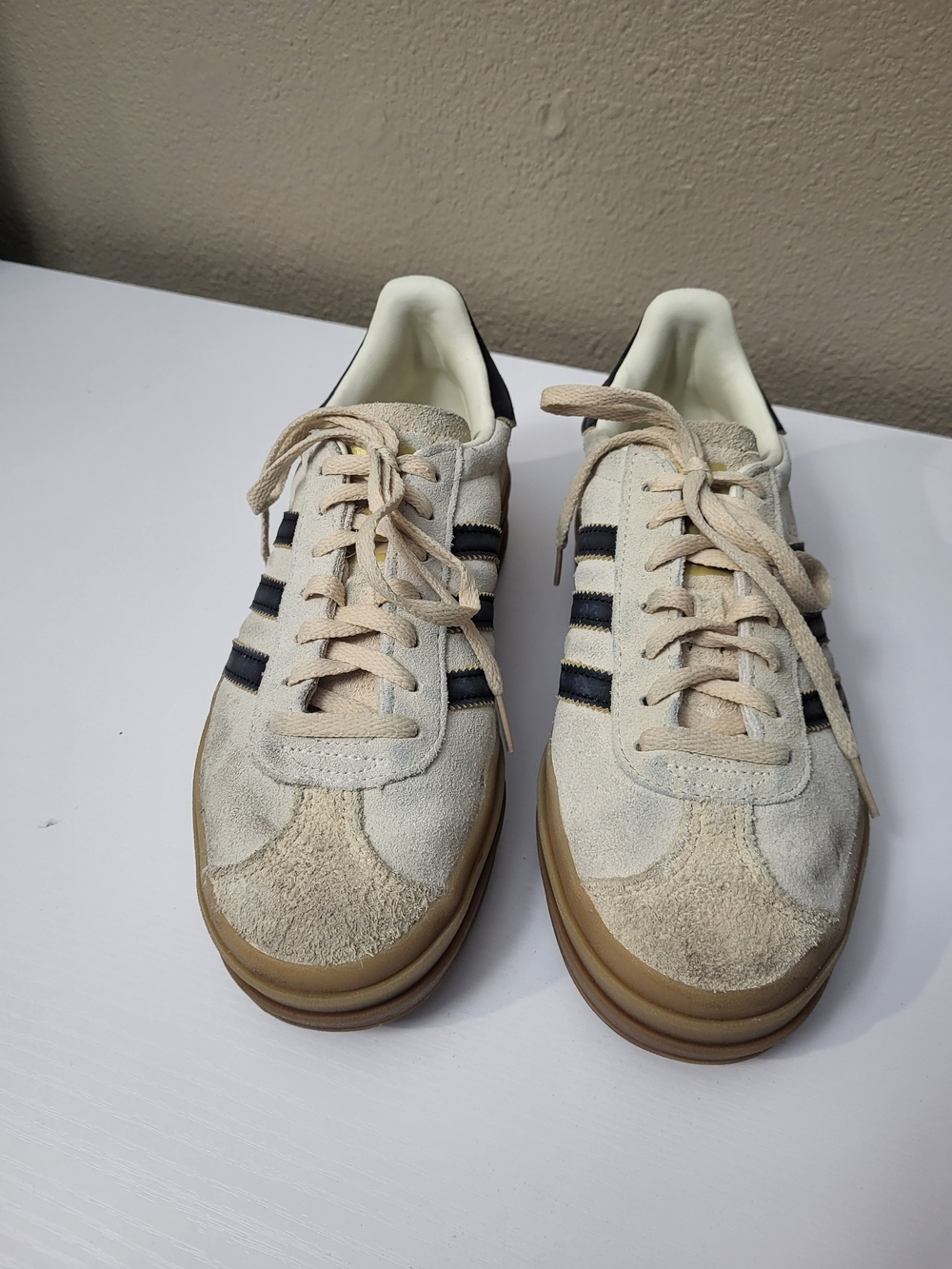 Adidas Womens Size 6.5 Gazelle Bold Cream Night Indigo Suede Sneaker